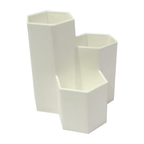 Porta brochas de maquillaje, solución de almacenamiento para brochas, escritorio, lápices, bolígrafos, taza, 3 ranuras blanco