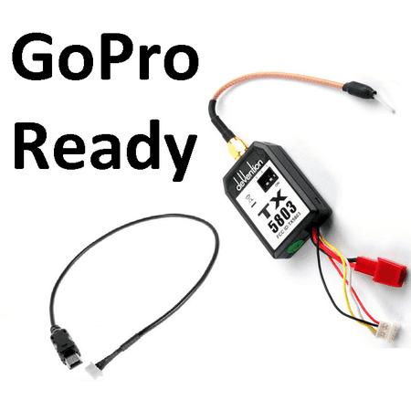 HobbyFlip 5.8GHz Video Transmitter 200mW w/ Video Cable for TX/Camera Compatible with GoPro Hero 3
