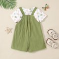 thumbnail image 4 of ZOEREA Toddler Girl Clothes, 2Pcs Baby Girl Outfits Spring/Summer Stripe/Floral T-Shirt+Bib Overall Shorts Clothing Set 1-5T, 4 of 7