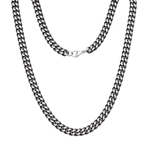 Iron Saints Two Tone Black Cuban Link Stainless Steel Necklace