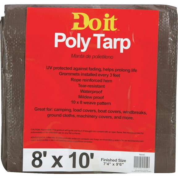 Do it Best 764345 Medium-Duty Poly Tarpaulin, 8X10, Brown/Green