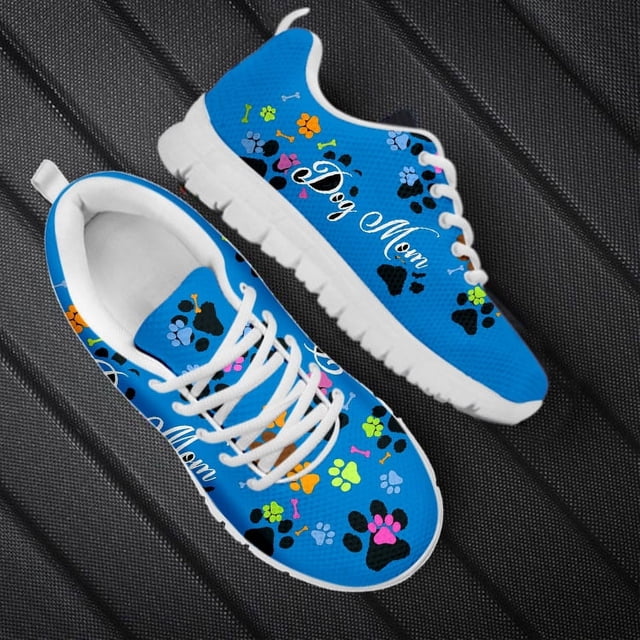 Chaussures de Mode pour Femmes Imprimé Patte de Chien Chaussures Plates Décontractées Espadrilles Été Femme Maille Aérée Confortables Chaussures de Marche Femme