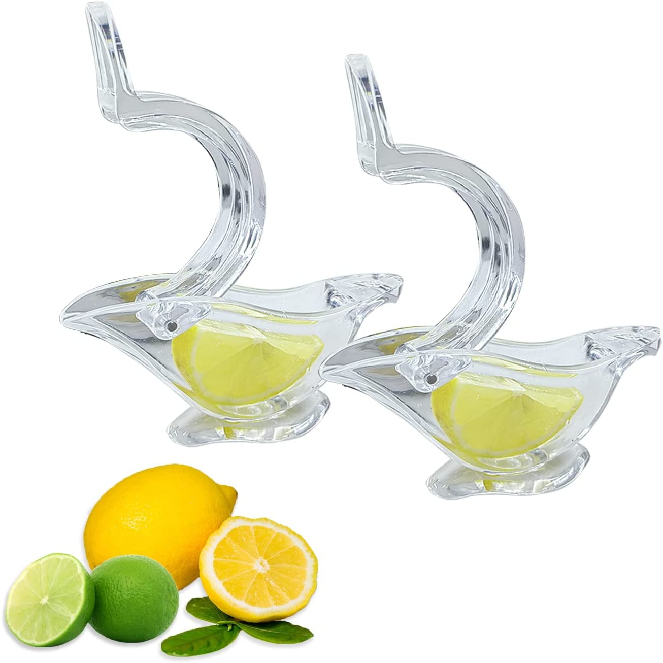 2 Packs Lemon Slice Squeezer,Acrylic Manual Bird Lemon Juicer for