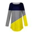 thumbnail image 5 of ATOYSOY Women's Casual Shirts Loose Dressy Tops Crew Neck Sweatshirts Outwear Color Block Pullover Workout Retro Fashion Long Sleeve Tees Fall Winter Yellow XL, 5 of 5