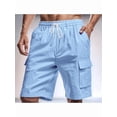 thumbnail image 2 of Cargo Shorts for Men Trendy Drawstring Elastic Waist Casual Shorts with Multi Pockets Workout Sport Outdoor Light Blue L, 2 of 7