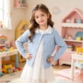 thumbnail image 4 of WQNVRNR Girls Button Cardigan- Fashion Cute Lightweight Fall Long Sleeve Casual Tops Blue Size 2, 4 of 9