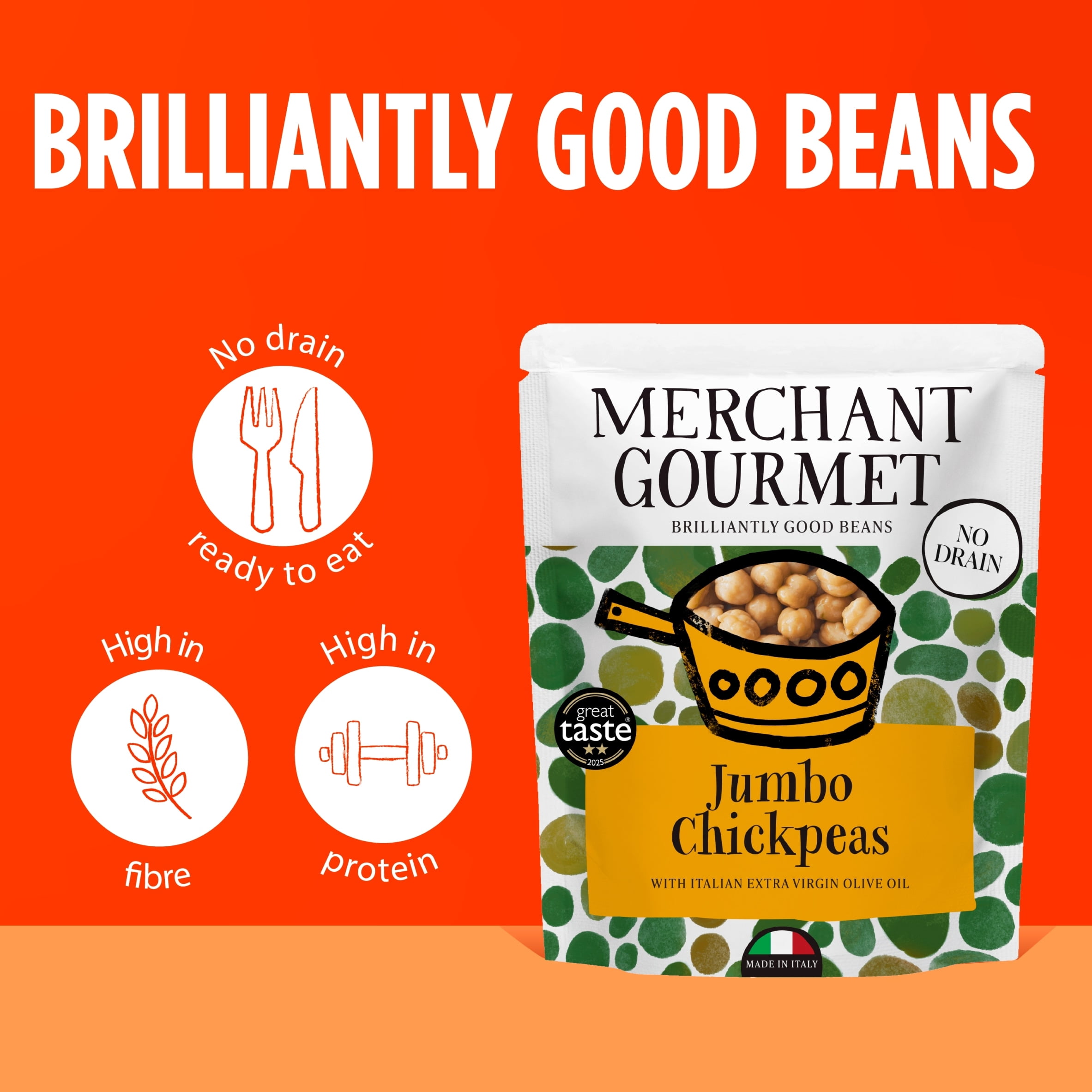 Merchant Gourmet Jumbo Chickpeas 240g, Imported from Britain