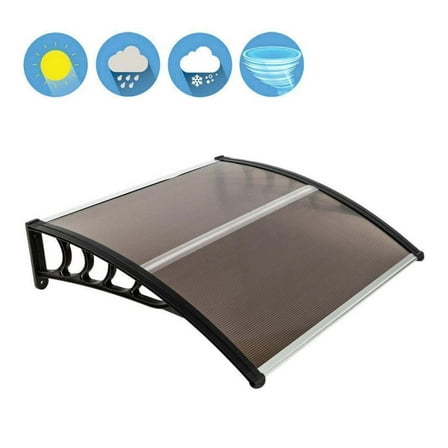 Wqmh 40 inch x 40 inch Door Window Awning Modern Polycarbonate Covering Outdoor Front Door Patio Canopy Rain Snow Sunlight Protection,BROWN   BLACK