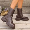thumbnail image 4 of B91xZ Bottes à Talons Hauts Mi-Mollet pour Femmes Bout Rond Talon Bloc Bottines pour Femmes, Marron 8, 4 of 5