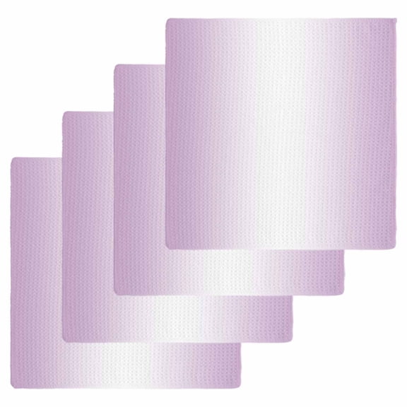 Light Purple Ombre Kitchen Dish Towels for Drying Dishes Set of 4, Modern Gradient Abstract Art Waffle Weave Microfiber Hand Tea Bathroom Towels Quick Dry & Absorbent Towel 12x12