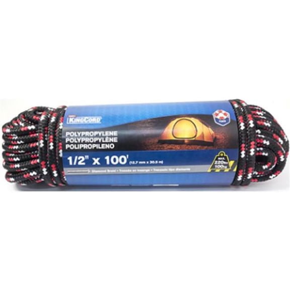Mibro 342891BG 0.5 in. x 100 ft. Polypropylene Diamond Braid Rope, Blue, Red & White