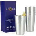 thumbnail image 1 of Arora Juego de vasos de metal anodizado de plata martillada, la mejor taza de aluminio para bebidas frías, taza de 15 onzas, juego de 6, 1 of 7