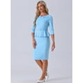 thumbnail image 2 of DARING DIVA Women's Vintage High Waist Peplum Dresses with Belt XS Sky Blue, 2 of 6