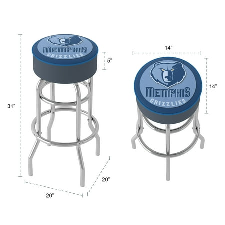 Memphis Grizzlies NBA Padded Swivel Bar Stool - Midnight Blue, Smoke