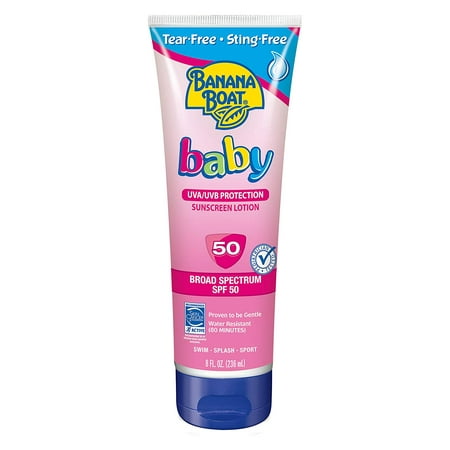 Baby Sunscreen Tear-Free Sting-Free Broad Spectrum Sun Care Sunscreen Lotion - SPF 50, 8 Ounce Banana