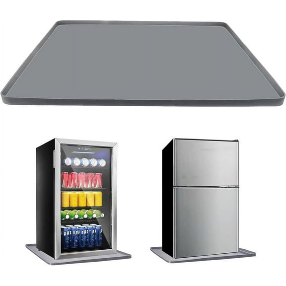 Tutuviw Mini Fridge Drip Mat with Raised Edge 23"*23"*0.76" Prevent Water Leakage and Floor Damage Edge Silicone Refrigerator Floor Mat(Grey)