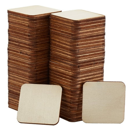 50pcs/bag Unfinished Wood Slices Wood Cutouts Square Cornsilk 3x3x0.2cm