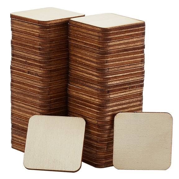 50pcs/bag Unfinished Wood Slices Wood Cutouts Square Cornsilk 3x3x0.2cm