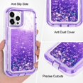 thumbnail image 3 of TASHHAR iPhone 14 Pro Case with Privacy Screen and Lens Protector 3 in 1 Anti Scratch Clear Glitter Shockproof Moving Shiny Quicksand Liquid Case for iPhone 14 Pro 6.1 inch 2022 Phone Blue+Purple, 3 of 6