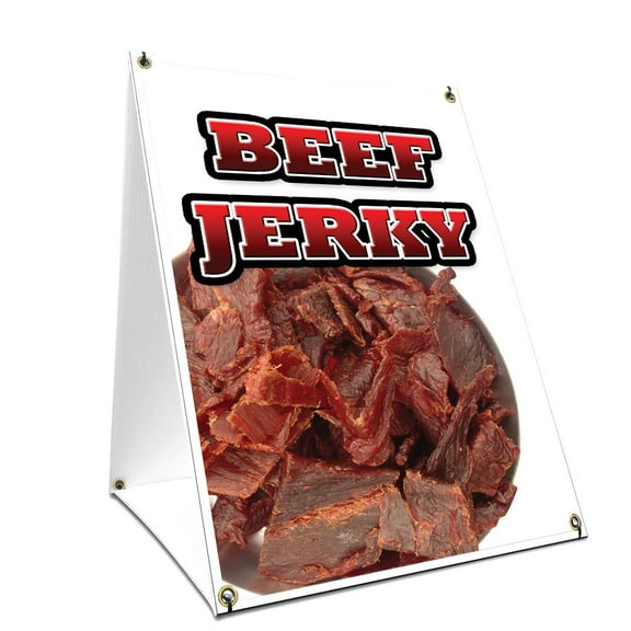 A-frame Sidewalk Beef Jerky Sign With Graphics On Each Side | 24" X 36" Print Size