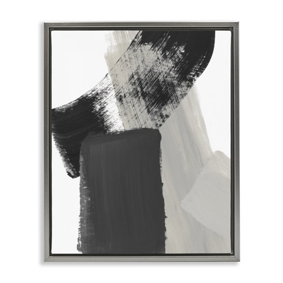 Stupell Industries Contemporary Black & Beige Abstract Gray Floating Frame Canvas Art, 25 x 31, by Lanie Loreth