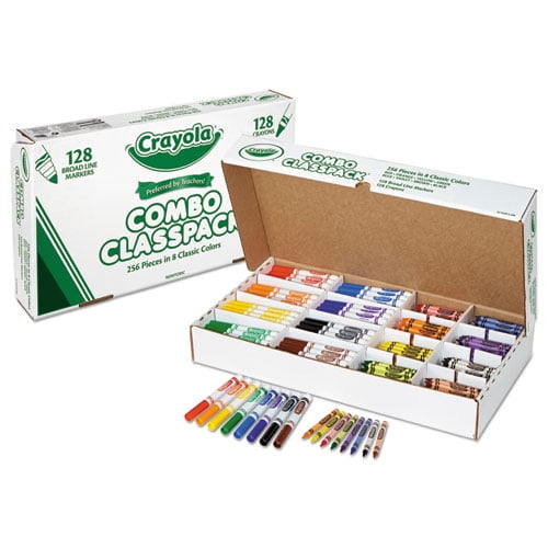 Crayons and Markers Combo Classpack, Eight Colors, 256/Set | Bundle of 5