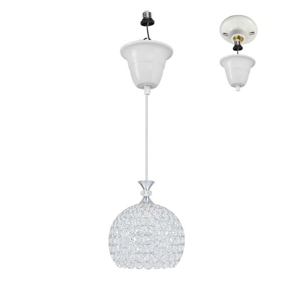 Kiven Crystal Pendant Light with E26 Screw-in Adapter, Exposed Ceiling Light to Pendant, Converts Bulb Socket to Pendant Light, Adjustable Height Renter-friendly Pendant Lighting TB0295SL
