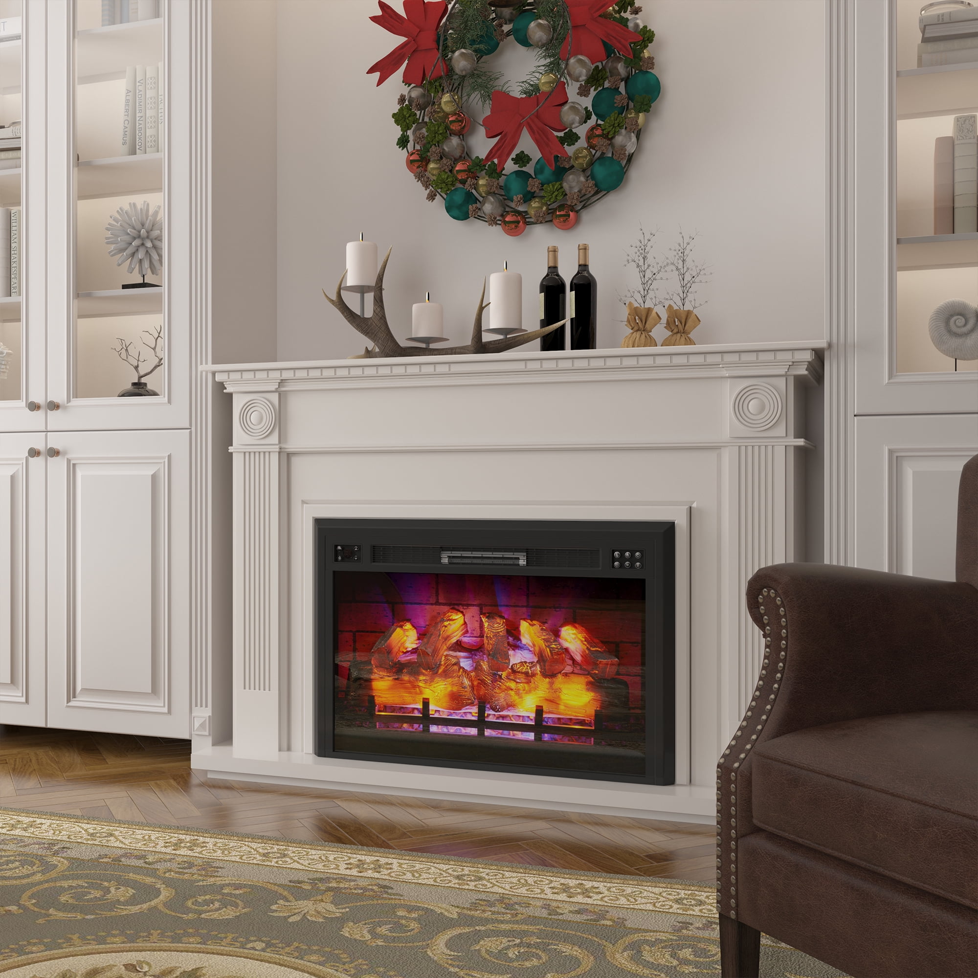 Mondawe 35" Electric Fireplace Recessed 1500W Fireplace Heater with