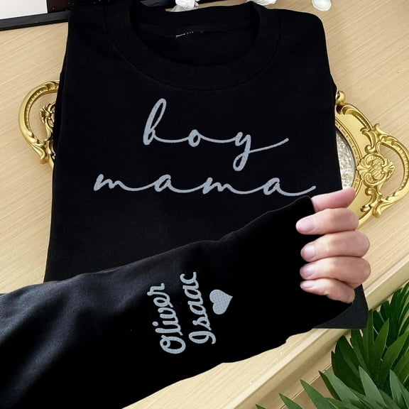 Custom Boy Mama Embroidered Sweatshirt With Kids Names Mom Of Boys Gifts for Mom New Mom Gift Mother's Day