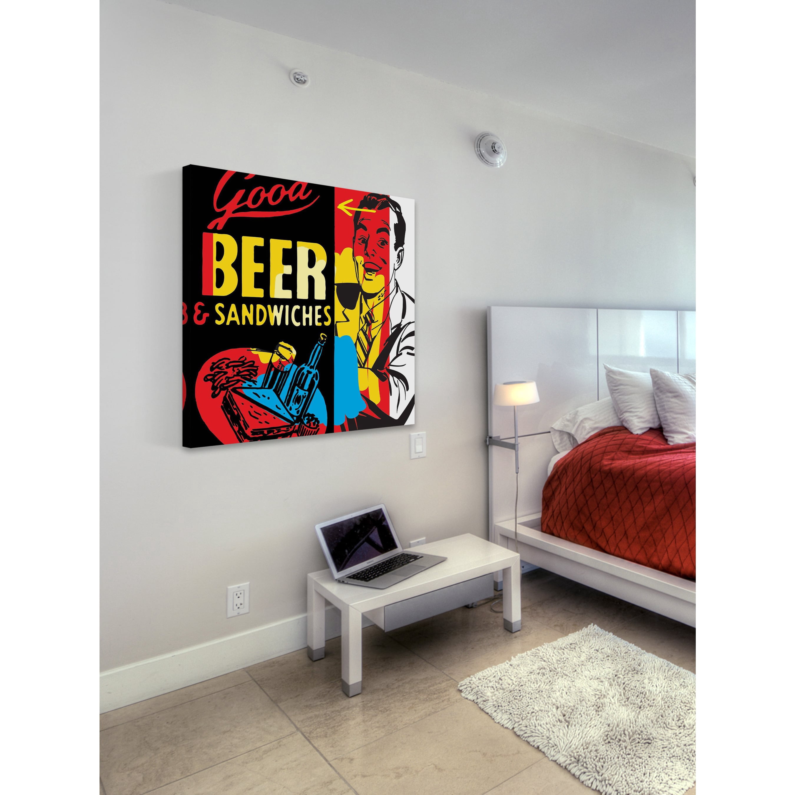 Marmont Hill "Beer & Sandwiches" by Josh Ruggs Painting Print on Wrapped Canvas