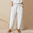 thumbnail image 3 of Bigersell Women's High Waist Pants Full Length Pants Fashion Women Casual Summer Wear Pants Solid Color Cotton And Linen Trousers Ladies' High Waist Pants, 3 of 5