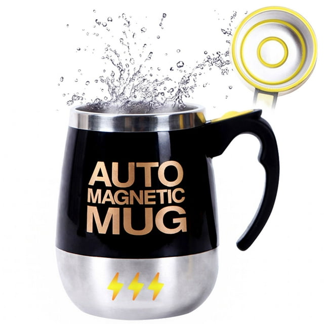 Taza de café mezcladora automática de 400ml, taza agitadora magnética de acero inoxidable