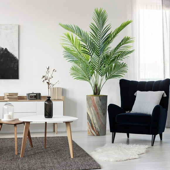 Artificial Tree i Morde Cotemporary Plater, Fake Areca Tropical Palm Silk Tree for Idoor ad Outdoor Home Decoratio - 66" Overall Tall (Plat Plus Tree)