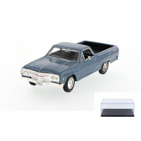 - Diecast Car & Display Case Package - 1965 Chevrolet El Camino Hard Top, Blue - Maisto 31977BU - 1/24 Scale Diecast Model Toy Car w/Display Case