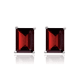 thumbnail image 3 of 14K Solid White Gold Red Garnet Studs Gemstone Solitaire Earrings January Birthstone Jewelry, 3 of 10