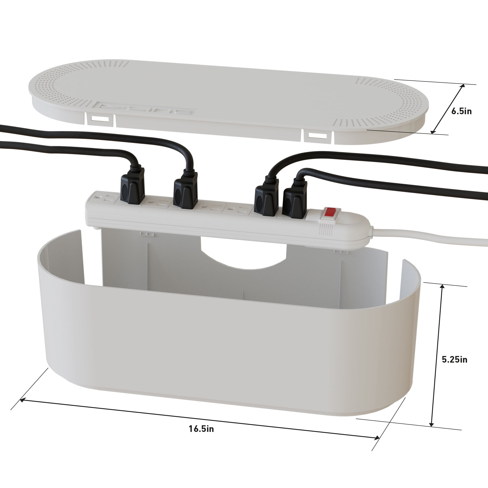 D-Line Cable Organizer Box – Power Strip Hider, Cord Storage Solution