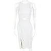 Pre-owned|HALSTON Womens Sleeveless Cutout Waist Dress White Size 10 11557008