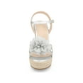 thumbnail image 2 of BLISSFUL STEP Women's Flower Platform Espadrilles Wedge Heel Sandals Silver 9.5, 2 of 6