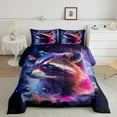 thumbnail image 3 of Cartoon Racoon Full Bedding Sets Watercolor Animal Comforter Set , Psychedelic Galaxy Stars Down Comforter Rainbow Graffiti Bedding Comforter Sets, Trippy Nebula Cosmos Duvet Insert, 3 of 7