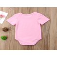 thumbnail image 3 of PENGXIANG Baby Summer Romper Letter Short Sleeve Envelope Neckline Button Closure Loose Wild Fashion Outfit, 3 of 8