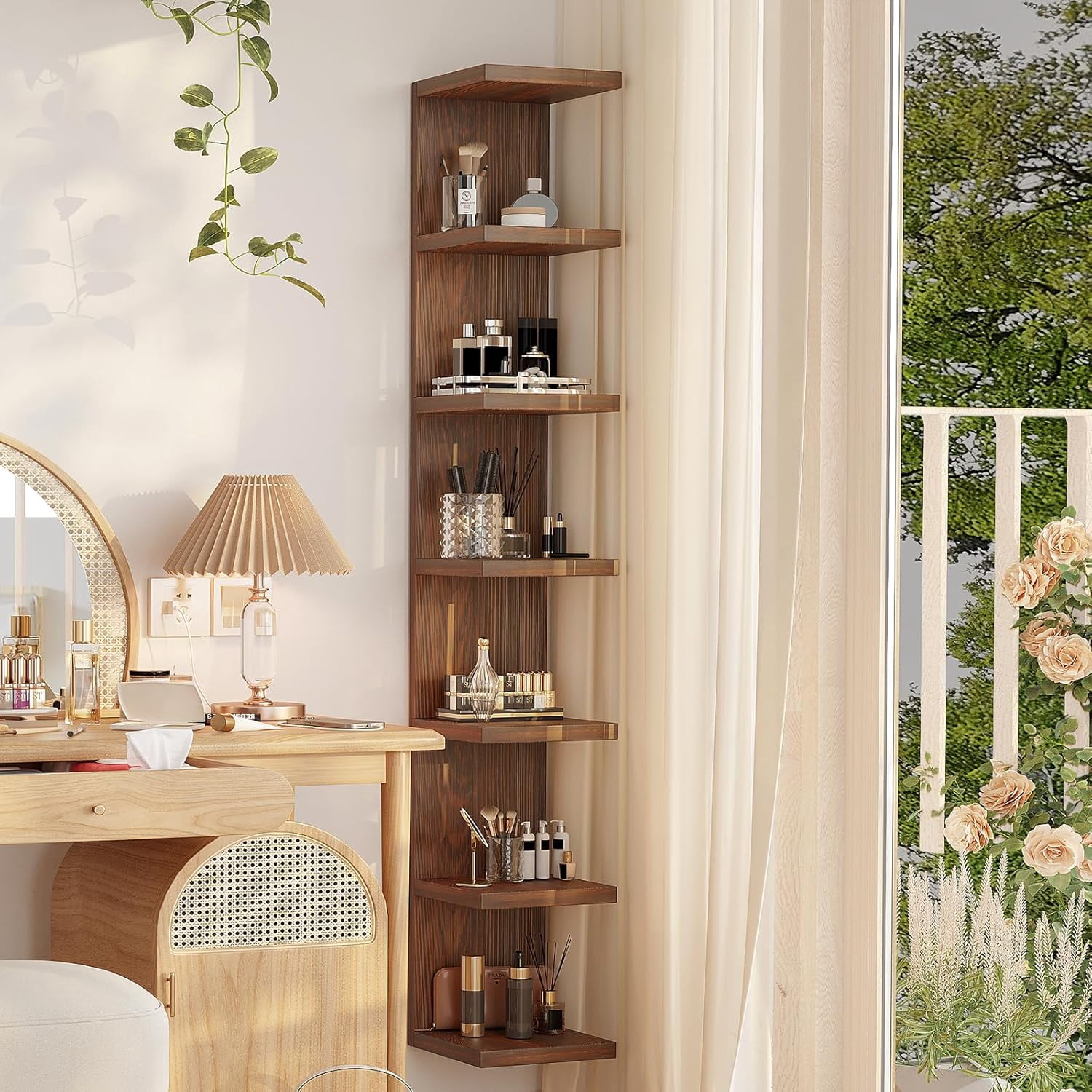 Lack Wall Shelf,Display Floating Shelf (Solid Wood, 7 Tier)
