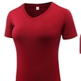 thumbnail image 3 of UQJfacai Womens Quick Dry Workout Top Strech Slim Fit Short Sleeve V Neck Shirts Summer Casual Running Gym Athletic Yoga T-Shirt L, 3 of 4