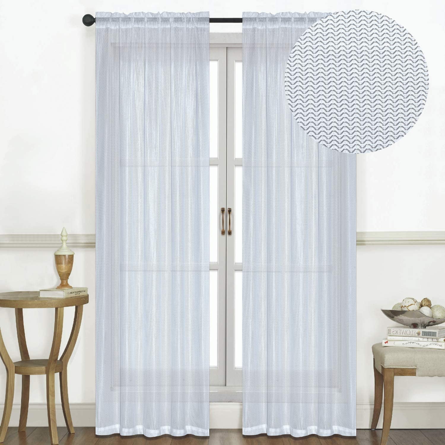 Solid Window Curtain Panel Valance Rod Pocket 3D Textured Jacquard Raleigh 54x90 - Picture 16 of 17
