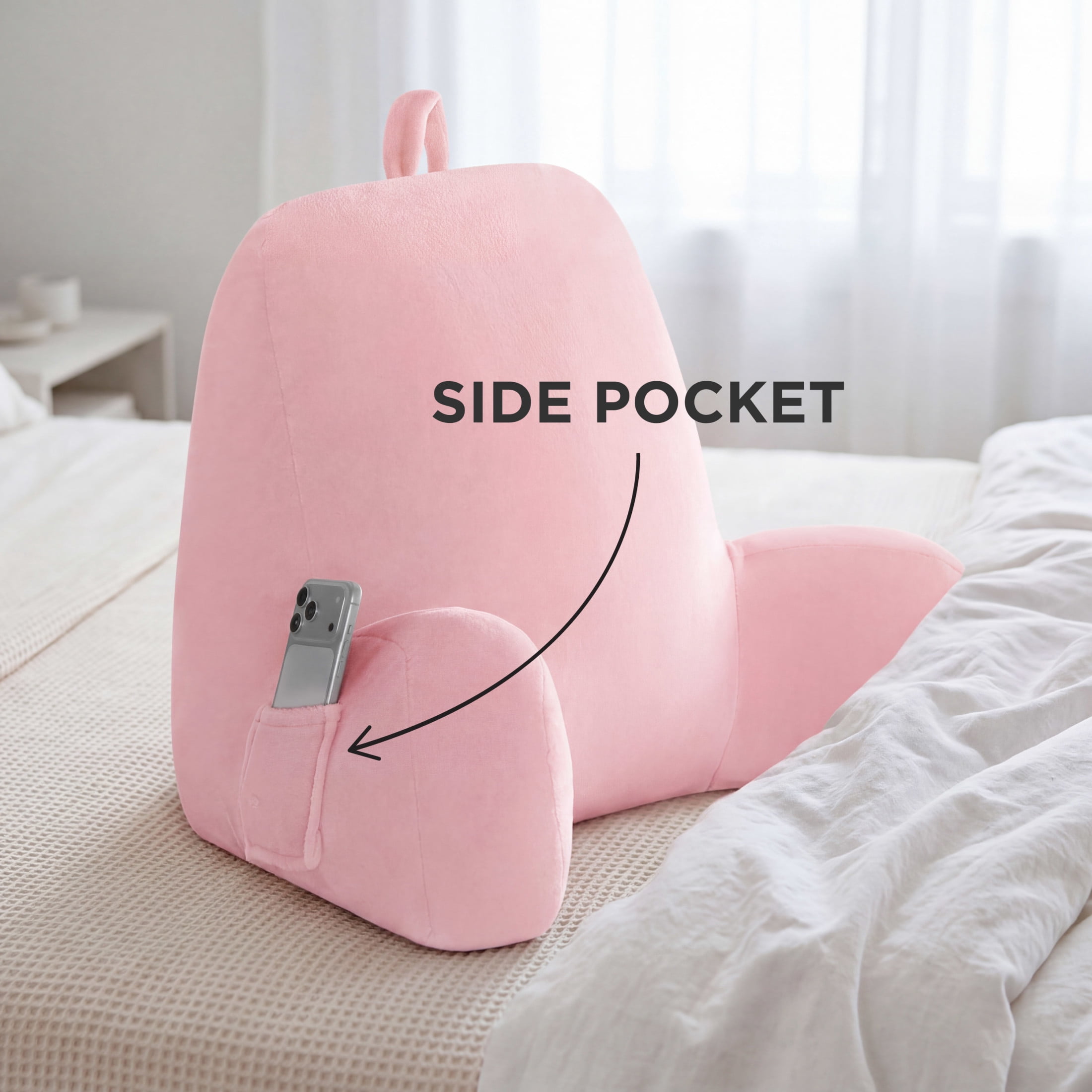 The Sheet Lab Pink Plush Backrest Pillow 29 x 24.5 x 10.5 Inches