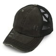 thumbnail image 4 of C.C Ponytail Criss Cross Messy Buns Ponycaps Baseball Cap Dad Trucker Mesh Hat (Distressed Black/Beige), 4 of 34