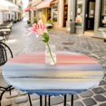 thumbnail image 6 of Pink Blue Ombre Round Tablecloth for 55-60 Inch Tables, Fitted Table Cover with Elastic Edge, Oil Painting Modern Abstract Waterproof Outdoor Table Cloth Protector for Patio Garden Dinner Picnic, 6 of 9