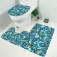 thumbnail image 2 of Blue Paisley and Floral Pattern Bathroom Rugs Sets 3 Piece,Toilet Cover Set,Absorbent Non Slip Bathroom Mats Sets with U-Shaped Contour Rug Toilet Rug Set, 2 of 5