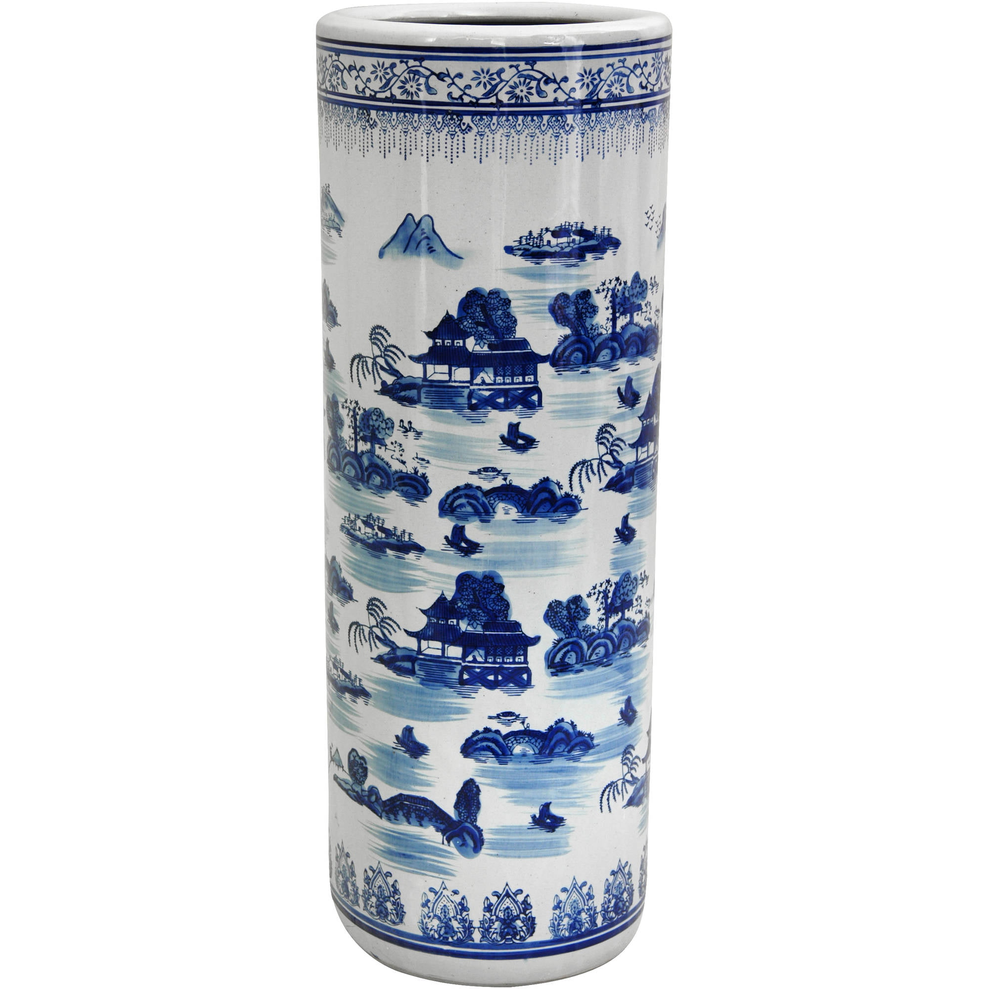 Geko Vintage Blue & White Bird Design Ceramic Umbrella Stand 