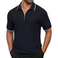 thumbnail image 5 of QPNGRP Men's Zipper Polo Shirts Short Sleeve Moisture Wicking Dry Fit Striped Casual Golf Shirts for Men Navy M, 5 of 6