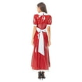thumbnail image 2 of Haitryli Women's French Maid Dress Short Sleeve Satin Lapel Collar Lace Trim with Apron for Red M, 2 of 7